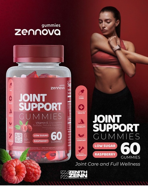 A 4:5 aspect ratio ad creative for joint support gummies featuring a fitness-focused lifestyle image and clear benefit-driven product callouts.